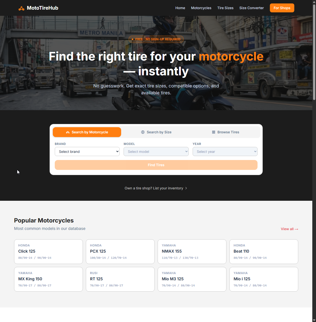 MotoTireHub screenshot