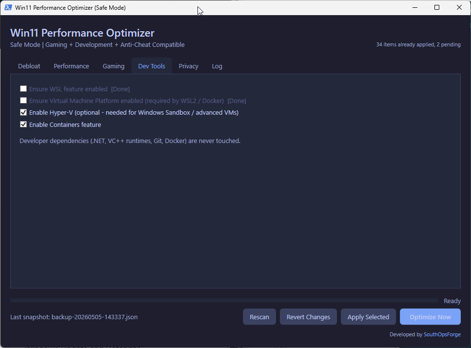 Win11 Performance Optimizer screenshot